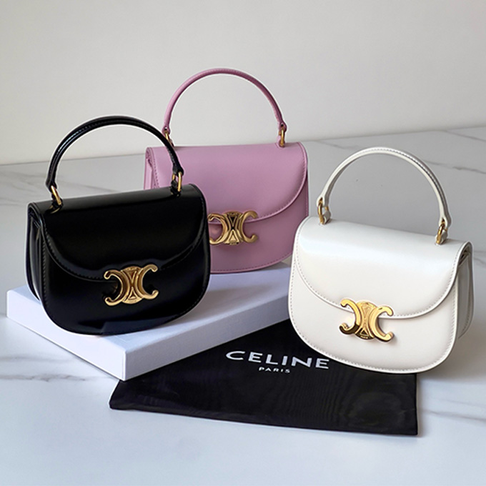 celine triomphe leather mini besace saddle bag